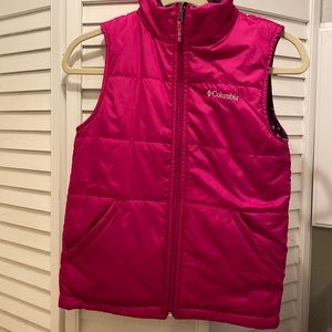 Columbia “Reversible Fleece Vest” Raspberry/Plaid Girls Size Medium(10-12) NEW